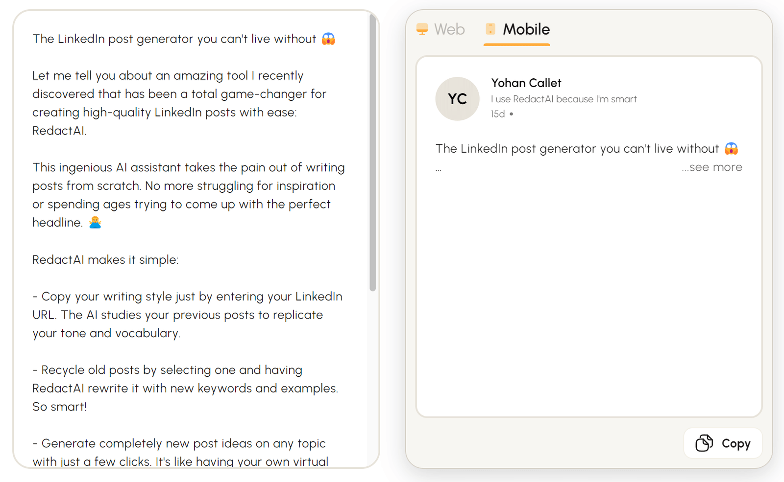 RedactAI AI Linkedin Post Generator RedactAI AI Linkedin Post Generator